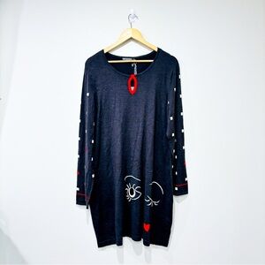 ERIC ALEXANDRE Grey knit long-sleeve dress with red detail *